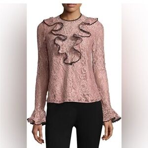 NWT ALEXIS Lace Ruffle Top-Pink Sz M
